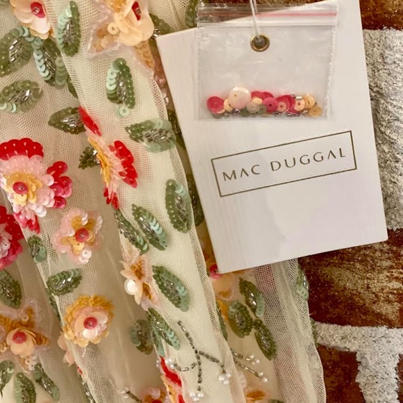 Mac Duggal #5527 Brand New W/Tags Designer MIDI Embroidered dress - Picture 9 of 12